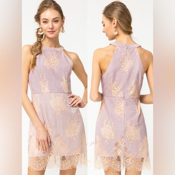 🆕 Halter Eyelash Lace Racerback Dress - Picture 1 of 5